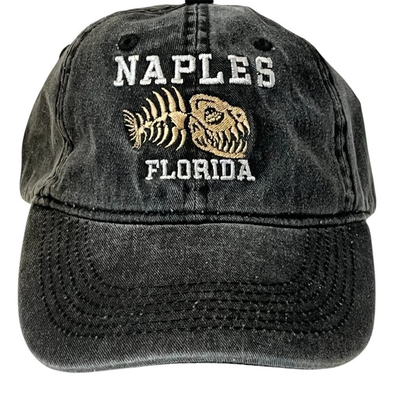 Naples Florida Adjustable Dark Grey Cotton  Beach Ball Cap - Picture 1 of 14
